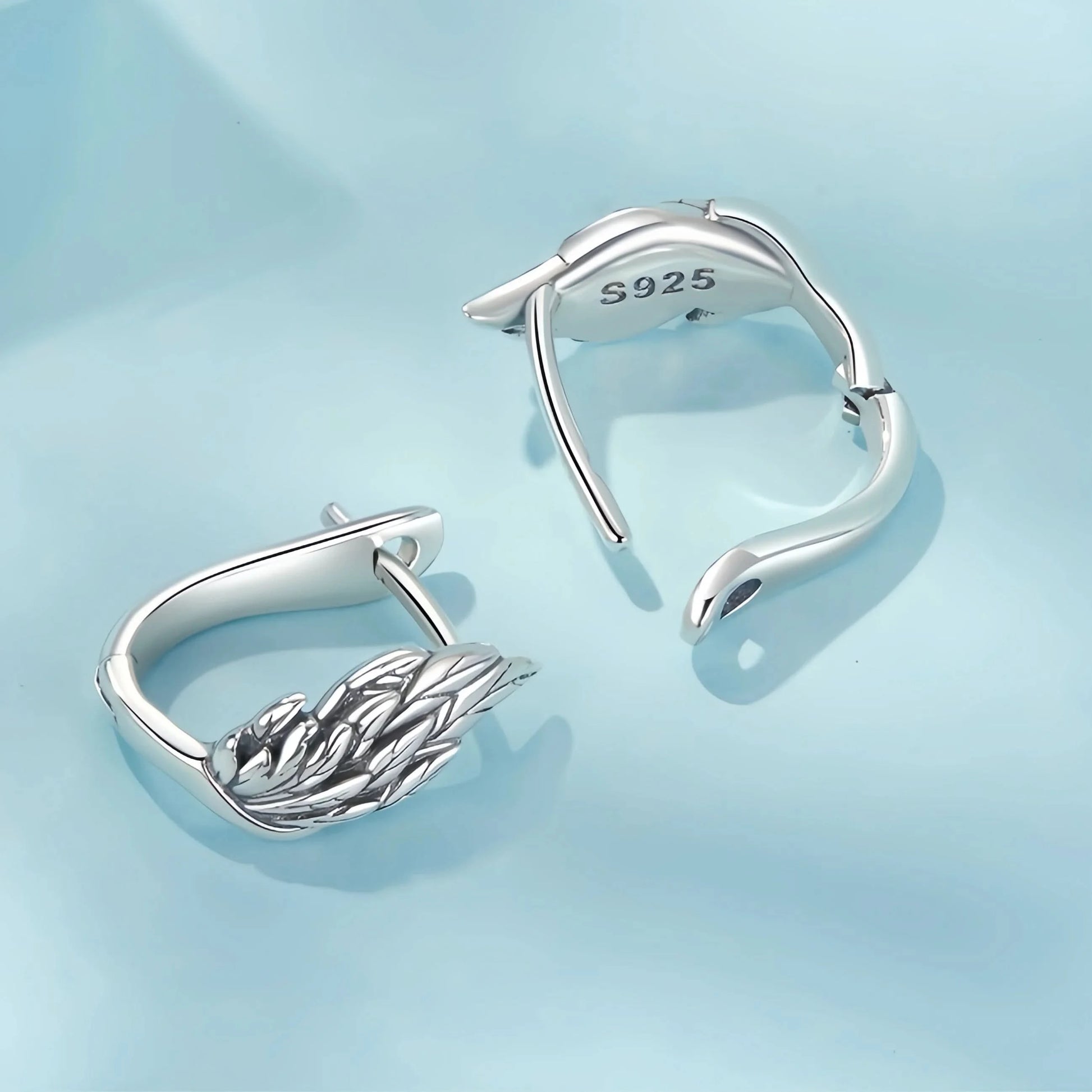 Angel Wing Sterling Silver Hoop Earrings