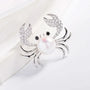 Silver-tone pearl crab brooch with luminous pearl body and cubic zirconia claws, product detail