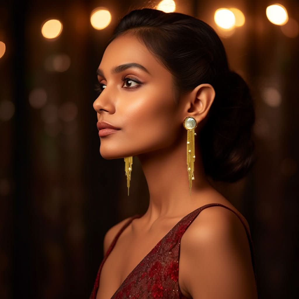 Gold Pendant Baroque Pearl Earrings - Angel Barocco