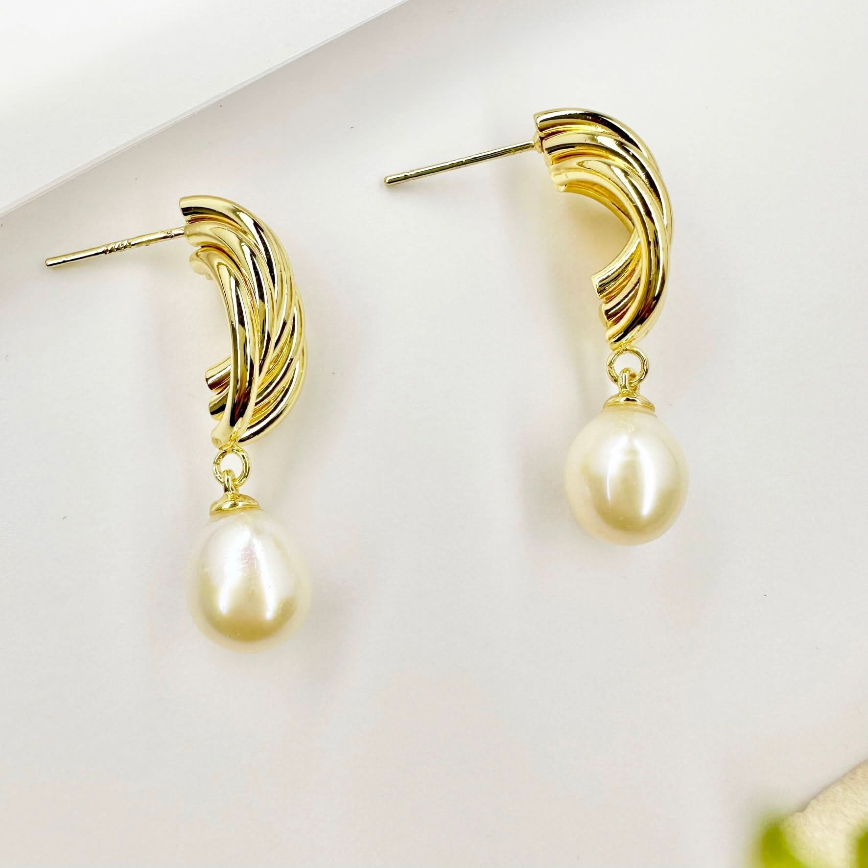 Stud Pearl Drop Earrings