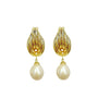 Gold Stud Pearl Drop Earrings - Angel Barocco