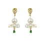 Gold vermeil stud Baroque pearl drop earrings with diamond- Red-Green - Angel Barocco