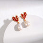 Heart Drip Glaze Large Pearl Earrings - Angel Barocco