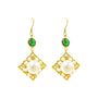 Green Dangle Pearl Earrings